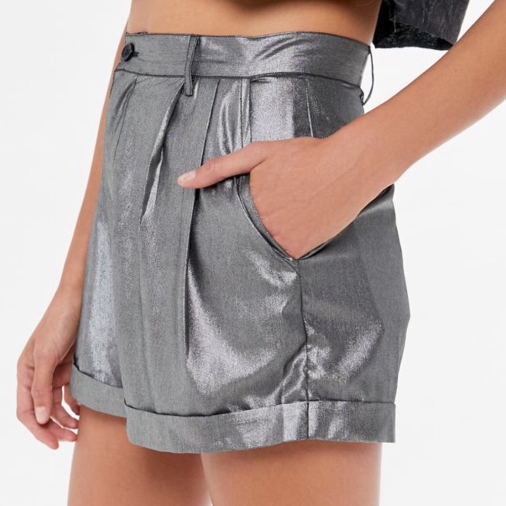 UO Metallic High Waisted Shorts